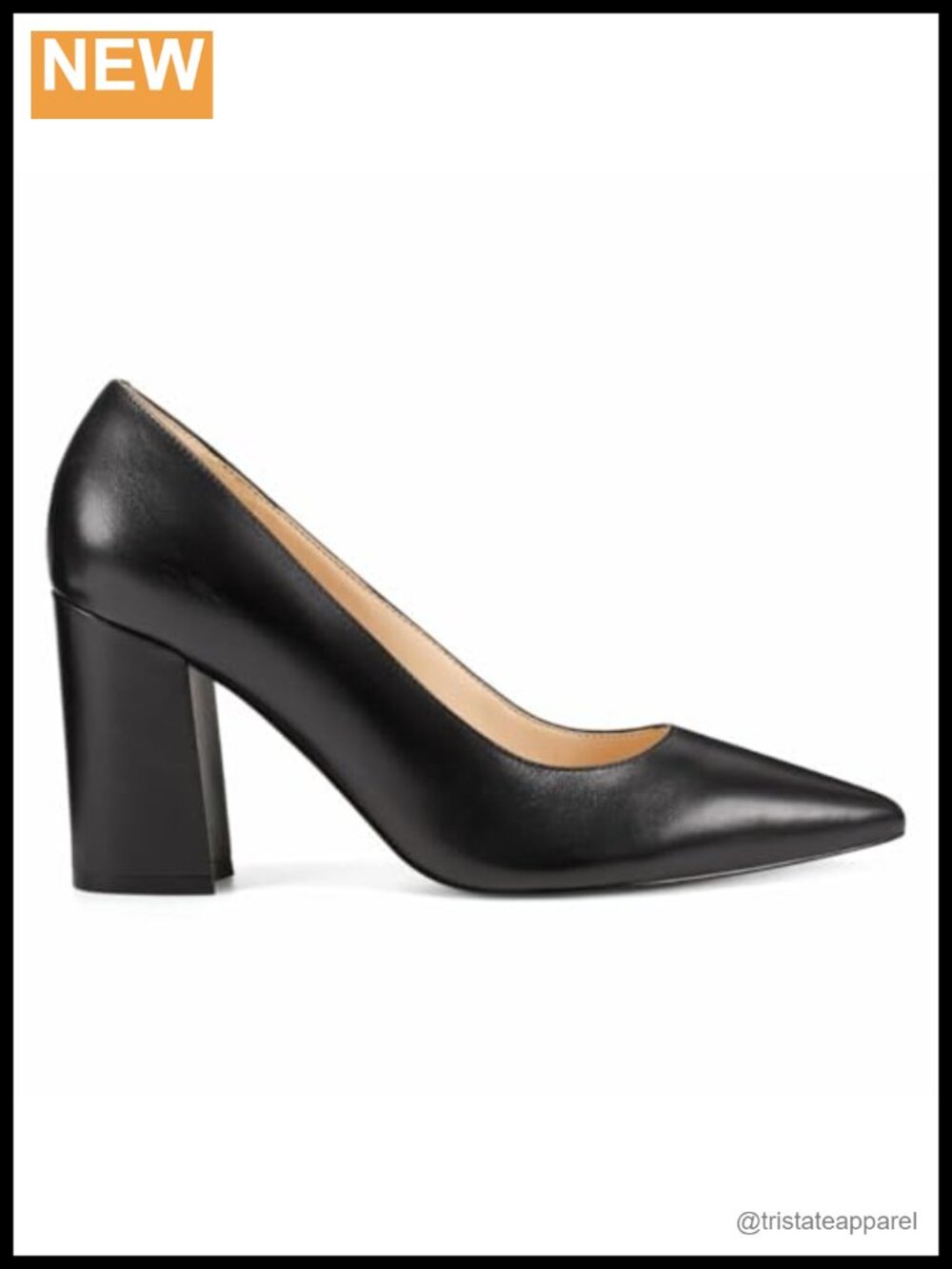 Nine West Cara Pointed Toe Block Heel Pump 3.25 inch Heel Women's Dress Shoes